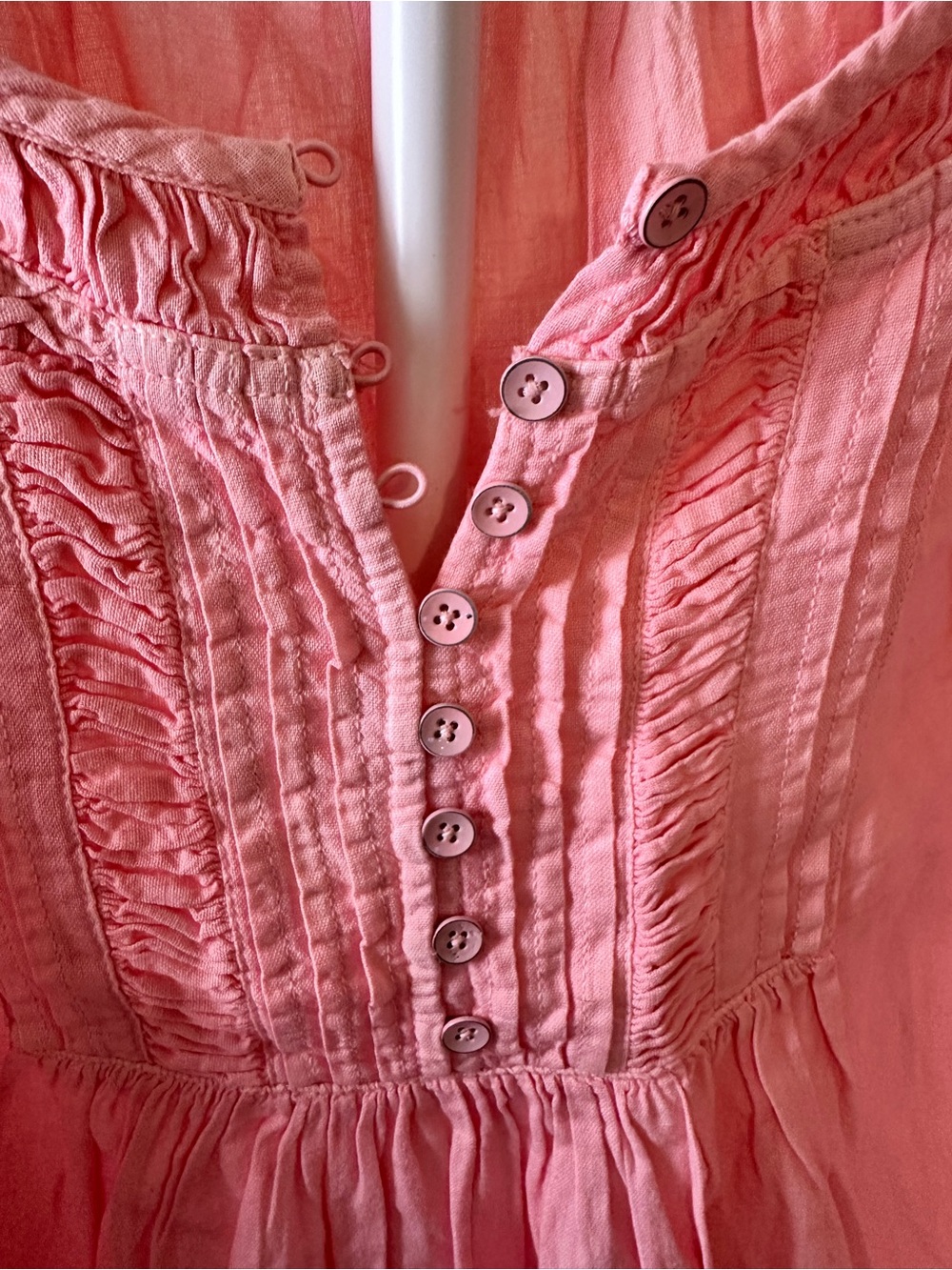 We The Free by Free People Pink Long Pintucked Ruffle Front Tunic Top NWT Sz L - Picture 4 of 15